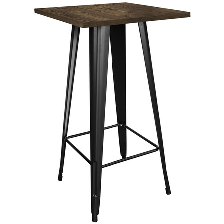 AMERIHOME Loft Black Metal Pub Table with Wood Top PUBTBWT